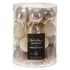 Χριστουγεννιάτικες Μπάλες Γυάλινες Μπεζ - Σετ 24 τεμ. (2,5cm)